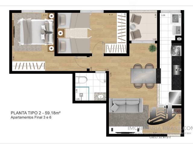 #2317 - Apartamento para Venda em Caçapava - 